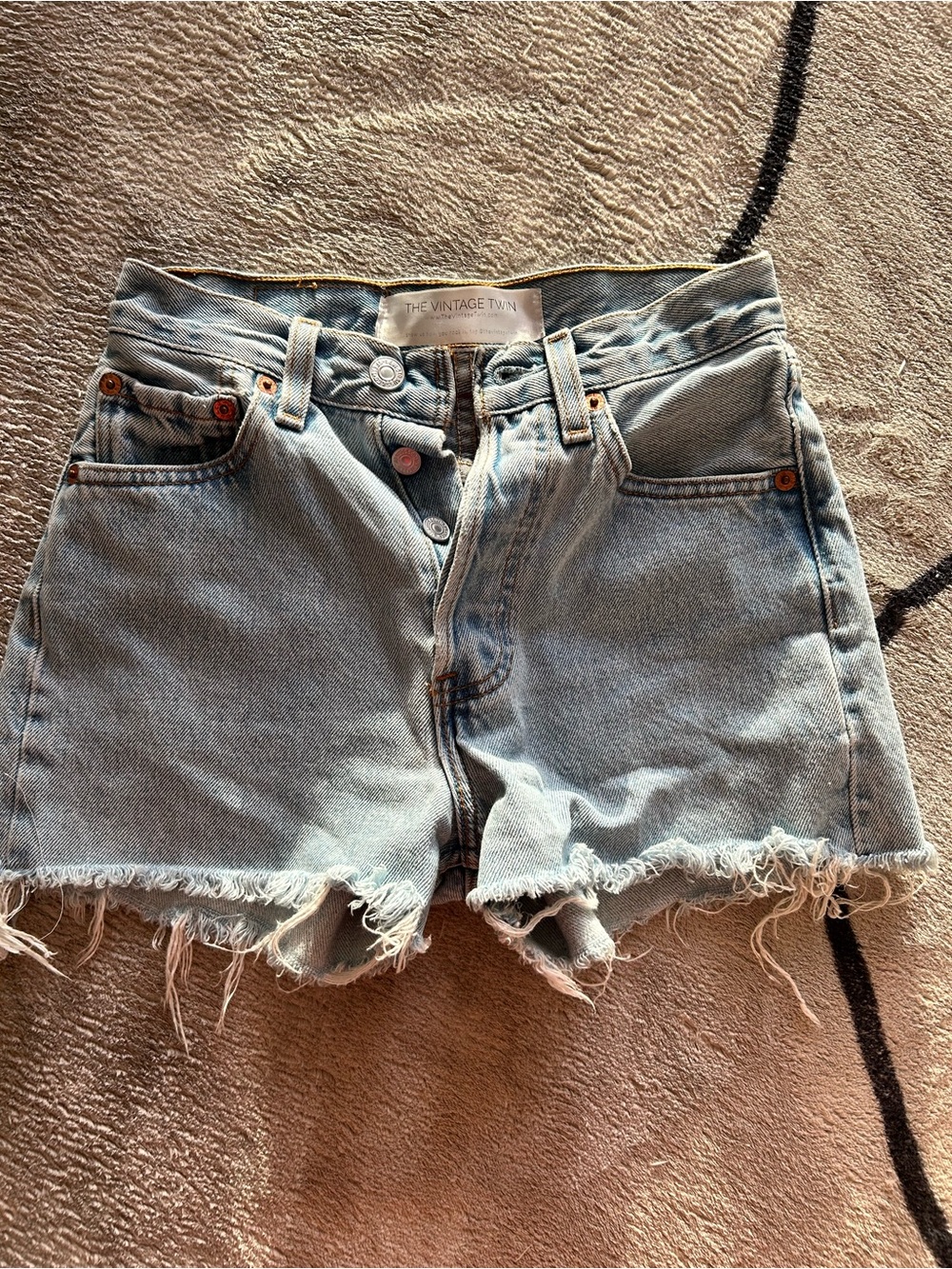 Levi's Light Blue Distressed Frayed Hem Denim Shorts - Women
